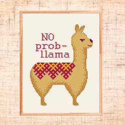 llama cross stitch pattern modern cross stitch alpaca counted cross stitch chart animal cross stitch cute no prob-llama