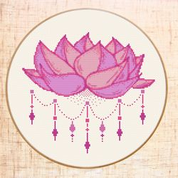 lotus cross stitch pattern mandala cross stitch yoga lover gift pink cross stitch modern counted cross stitch pdf