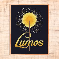 Lumos cross stitch pattern Modern cross stitch Magic wand cross stitch Elder wand Hogwarts cross stitch Easy pattern PDF
