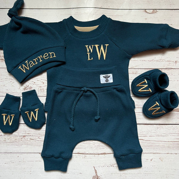 Teal-minimalist-baby-gift-Gender-neutral-baby-coming-home-outfit-Baby-shower-gift-Personalized-baby-hospital-outfit-Custom-baby-clothes-39.JPG