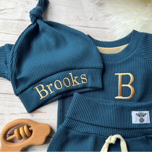 Teal-minimalist-baby-gift-Gender-neutral-baby-coming-home-outfit-Baby-shower-gift-Personalized-baby-hospital-outfit-Custom-baby-clothes46.JPG