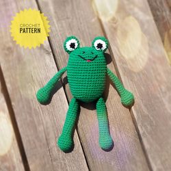 Frog crochet pattern, plush little frog pattern, crochet amigurumi easy pattern