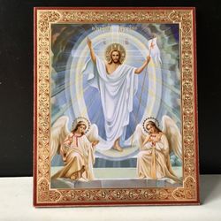 Monastery Icons Jesus Christ Victorious Resurrection Mounted pressed wood | Icon Reproduction | Size: 5 1/4"x4 1/2"