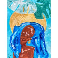 faceless wall art woman painting african american painting black african queen art by margarita voropay margaryshopusa