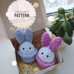 Easter Bunny egg crochet pattern, amigurumi little bunny pattern Easter plush rabbit crochet pattern, cute easy pattern