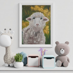 The good Lamb sheep original painting oil painting for gift