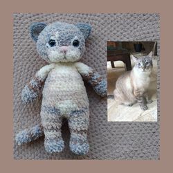 Custom cat plush pet portrait from a photo stuffed cat plushie