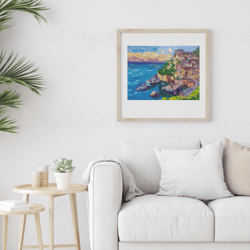 Painting Coast of Italy original painting oil art for gift