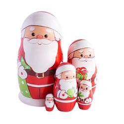 Santa nesting doll Christmas Matryoshka Santa Claus 5 pcs winter stacking toy matrioshka Xmas stocking filler gift