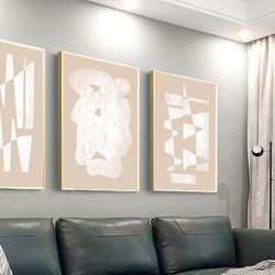 beige abstract art three prints neutral art set of 3 wall art large poster instant download minimalist art geometric art