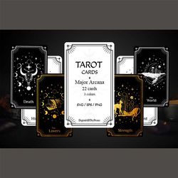 Major Arcana Deck svg, Tarot, Tarot Cards SVG, Witch SVG, Moon SVG, Heavenly, Mystical svg, Astrology, svg files for cri