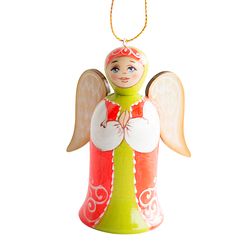 Christmas ornament Angel Russian wooden painted bell doll Xmas decor Handmade winter decoration keepsake New year gift