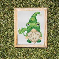 Frog, Gnome cross stitch, Modern cross stitch, Counted cross stitch, Frog cross stitch