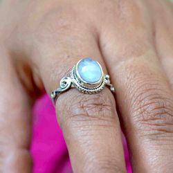 Moonstone 925 Sterling Silver Oval Women Handmade Rings