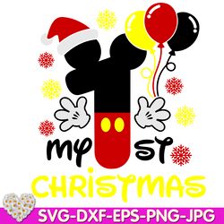 Mouse Number One balloon Santa Cute mouse Christmas mouse digital design Cricut svg dxf eps png ipg pdf cut file