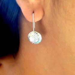 925 Silver Round Engraved Women Earrings Jewelry
