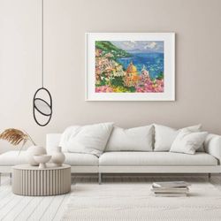 amalfi coast italy painting original art oil painting impasto