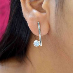 925 sterling silver moonstone stud earrings handmade earrings, gift for her