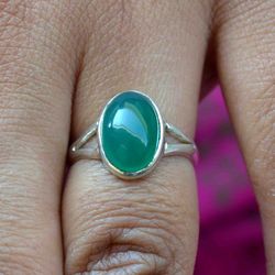 Green onyx 925 Sterling Silver Handmade Women Rings 