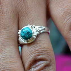 Turquoise, Chalcedony Gemstone 925 Sterling silver handmade Ring