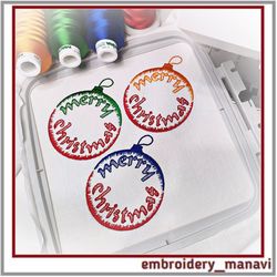 Digital machine embroidery design ball Merry Christmas