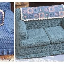 Digital | Vintage Crochet Pattern Sofa for Cat | Sofa for Little Dog | Sofa for Dolls | 3 Designs | ENGLISH PDF TEMPLATE