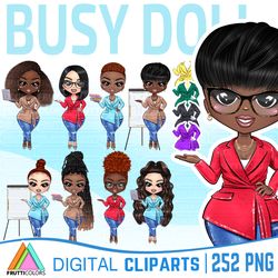 Boss Girl Clipart Bundle - African American Cute Girl PNG, Boss Babe PNG, Office Girl Clip Art, Afro Girl, Teacher Girl