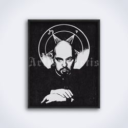 anton zhandor lavey satanist portrait, vintage photo, satanic, dark printable art, print, poster (digital download)