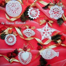 Christmas Romance Ornaments Vintage Crochet Pattern PDF Snowflakes Crochet