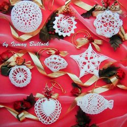 christmas romance ornaments vintage crochet pattern pdf snowflakes crochet