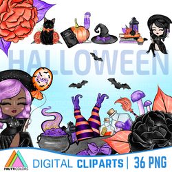 Watercolor Halloween Clipart - Witch PNG