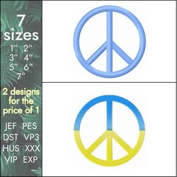 freedom embroidery design, peace ukraine, no war, hippie, 7 sizes