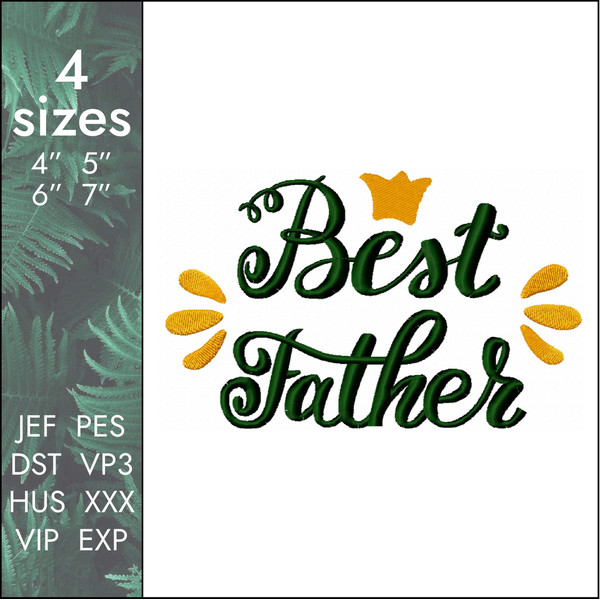 fathers day best father dad machine embroidery design