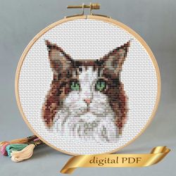 cat pattern pdf cross stitch, pets embroidery diy
