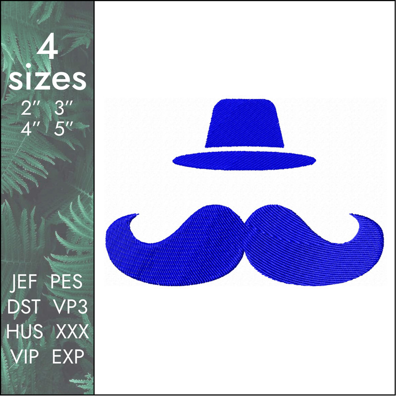 hat mustache grandfather dad father machine embroidery design
