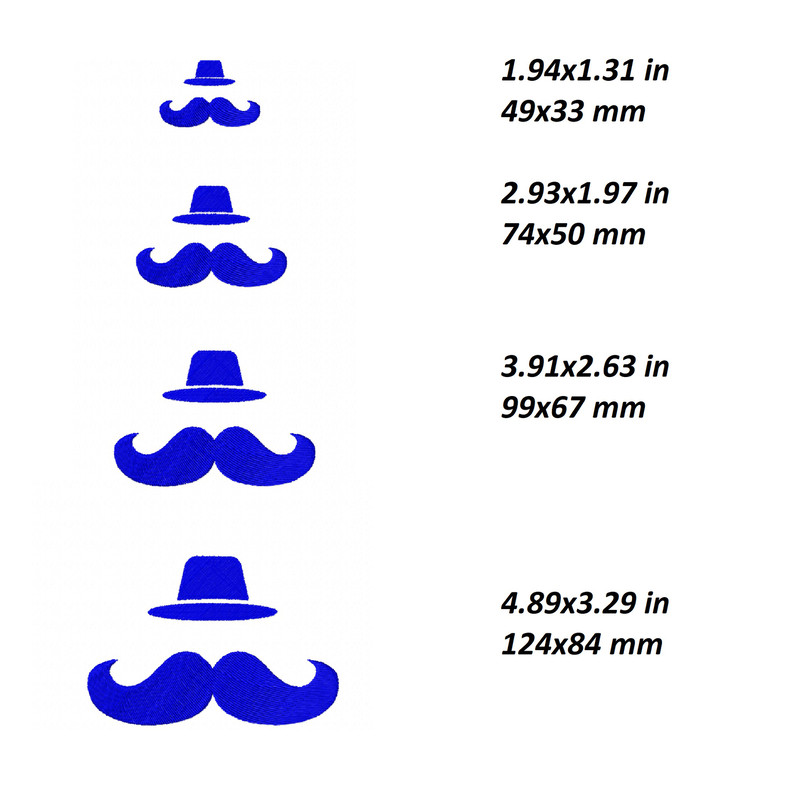 mustache hat grandfather dad father machine embroidery design