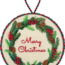 Embroidery kit PANNA JK-2269 "Christmas toy. Christmas wreath" 8 x 8 cm