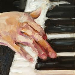 piano painting original canvas art impressive music art, oil on canvas by myfoxyart