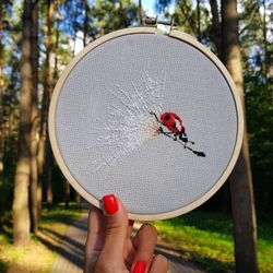 RTO - Ladybug Cross stitch kit - On the dandelion parachute 11x12.5 cm