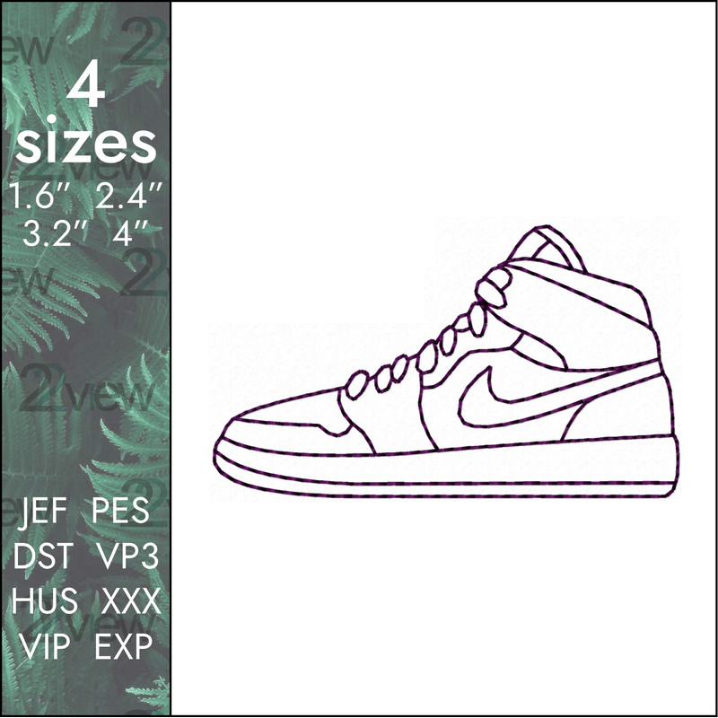 nike air force sneakers shoe machine embroidery design one line