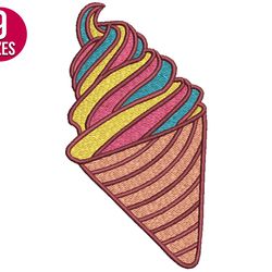 Cute Ice Cream Cone machine embroidery design, Digital download