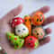 advent calendar fillers for kids: mini figurine Christmas tree, pumpkin lantern Jack, cute carrots, kawaii strawberries, funy hedgehogs, nice fly agaric mushroo