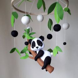 Panda baby mobile, montessori nursery decor, crib mobile, baby shower gift, expecting mom gift, newborn gift