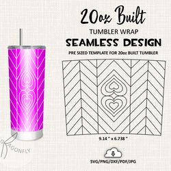Lines_hearts Burst tumbler template / 20 Oz Built Tapered Tumbler Wrap / Seamless design - 110