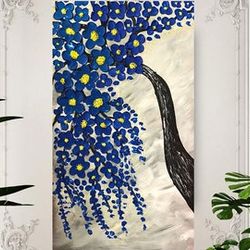 tree of life painting flower original art fall tree painting yellow flower impasto painting 15,9*27 myrikart