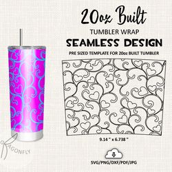 Floral_hearts Burst tumbler template / 20 Oz Built Tapered Tumbler Wrap / Seamless design - 113