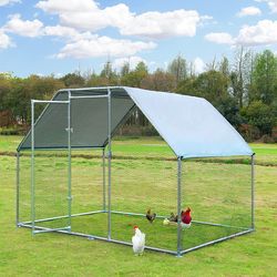 Metal chicken coop walk-in poultry cage with waterproof and UV protection cover