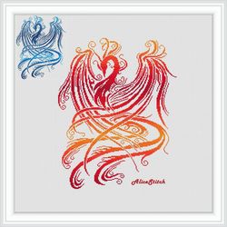 cross stitch pattern bird phoenix monochrome ornament abstract silhouette counted crossstitch patterns download pdf