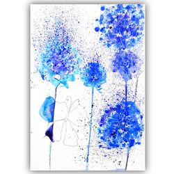 Flowers Painting Butterfly Original Art Floral Artwork Watercolor Wall Artwork Butterfly Small Painting
