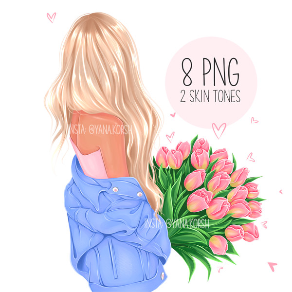 Fashion girl with flowers clipart.JPG